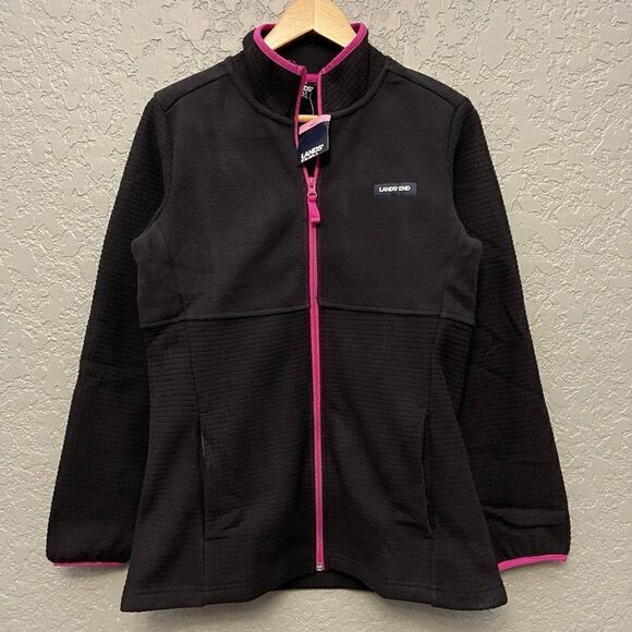 Lands' End Ladies Grid Fleece Zip Up Jacket Small - Picture 4 of 8